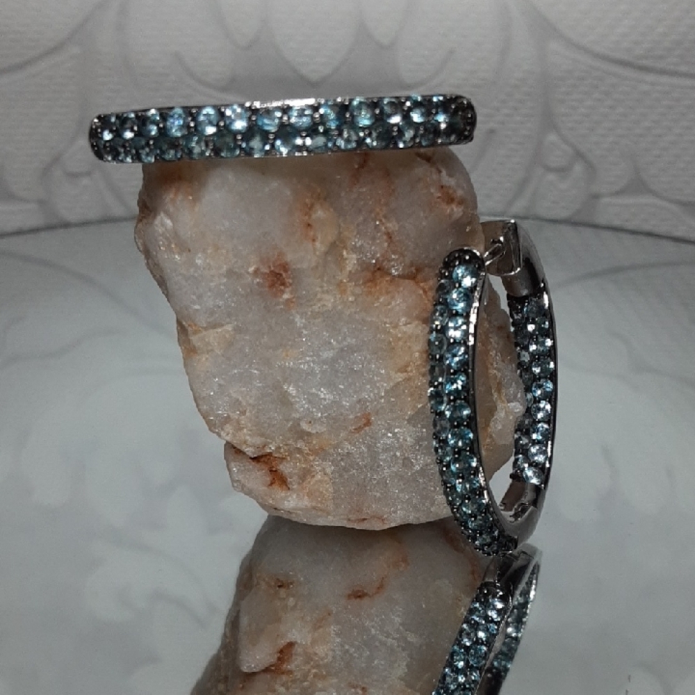 Elegant Silver and Blue Hoop Earrings